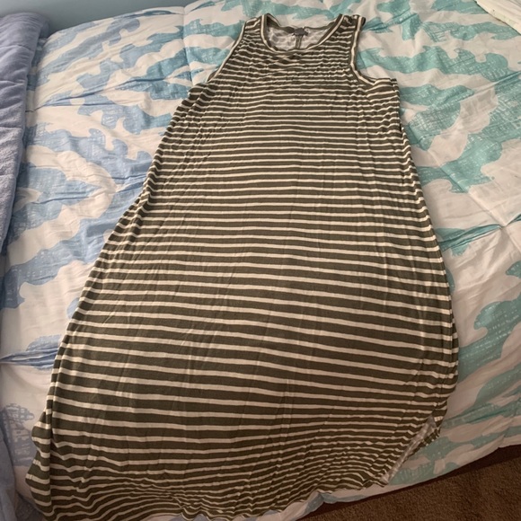 girl green christmas dress Green and White Stripe Tula Dress XS main image 0